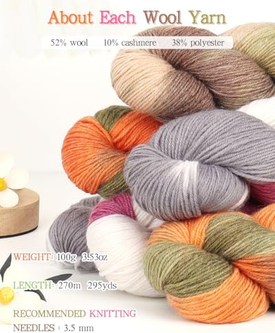 Katech Wool Yarn for Crocheting & Knitting, Hand Dyed Yarns-Brown Orange