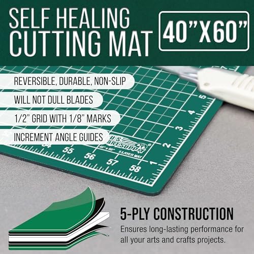 U.S. Art Supply 40"x60" Self-Healing Cutting Mat 5-Ply Green/Black
