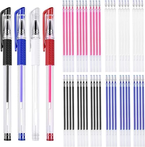 JANYUN 4 Pcs Heat Erasable Pens for Fabric with 28 Refills Marking Pens