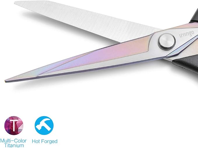 LIVINGO Fabric Scissors 8.5" Tailor Sewing Shears Professional | Forged Stainless Steel Blade, Titanium Coating, Comfortable Handle, Sewing Quilting Craft Materials