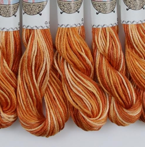 KCS Big skeins of 25 Meters Size 25 Color Variegated Cross Stitch Stranded Threads,6 skeins,4124
