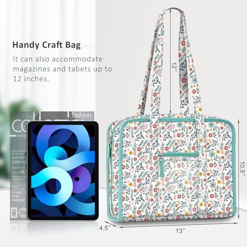 FINPAC Sewing and Craft Supplies Storage Tote Bag with Clear Pockets