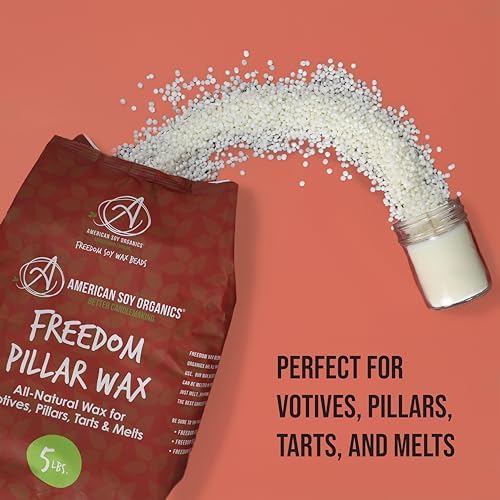 American Soy Organics Freedom Soy Wax Beads for Pillar Candle Making - Natural Supplies - Paraffin-Free, Beeswax-Free Wax for Votives, Pillars, Tarts, Tealights and Melts 5 lb (Pack of 2)