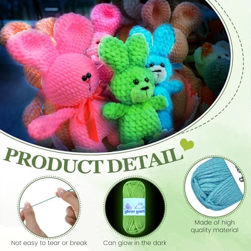 WILLBOND 5 Rolls Glow in The Dark Yarn for Crocheting, Gorgeous