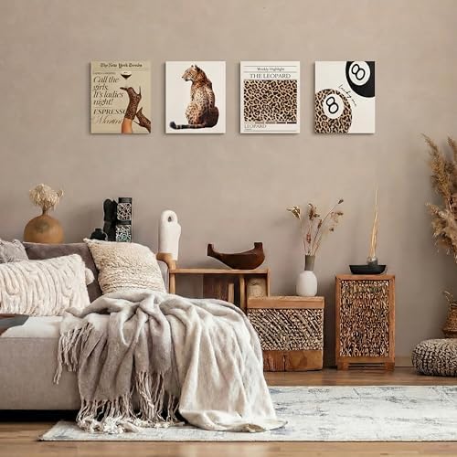 Yeaqee 4Pcs Diamond Art Kits for Adult Gem Painting Kit, Leopard Print