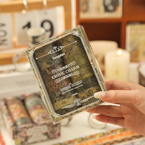 12 Rolls Kyoto Charm Washi Tape Set Japanese Arts Adhesive Tapes Geometric Garden Decorative Masking Tape Sets for Craft, Kids, Scrapbook, DIY, Gift Wrapping (Green Song)