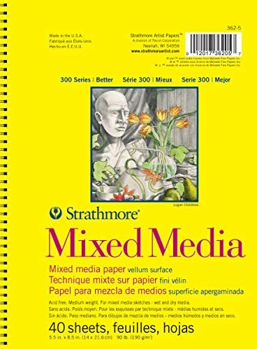 Strathmore 300 Series Mixed Media Paper Pad, Side Wire Bound, 5.5x8.5 inches, 40 Sheets (117lb/190g) - Artist Paper for Adults and Students - Watercolor, Gouache, Graphite, Ink, Pencil, Marker
