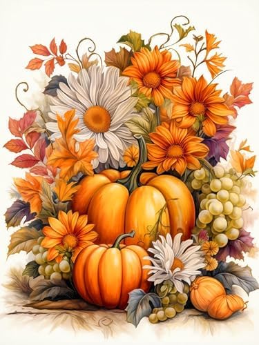 Autumn Diamond Art Kits for Adults Pumpkin Diamond Painting Kit 12x16in