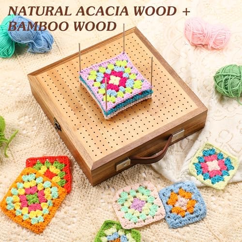 12.0" Crochet Blocking Board with Storage Drawer & Pegs for Crochet Project