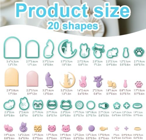 beinkmake 20Pcs Cats Polymer Clay Cutters Moon Kitten Clay Earrings Cutters