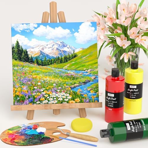 Nicpro Sap Green Large Acrylic Paint (16.9 oz, 500 ml), Rich Pigments | Non Toxic Craft Paint for Multi Surface, Canvas, Wood, Fabric, Stone - Art Painting Supplies for Beginners, Artists & Adults