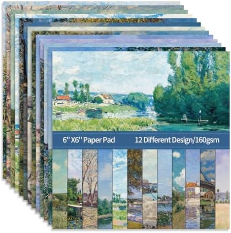 6x6" Cardstock Single Sided Scrapbooking,Craft Decorative Scrap Book Paper | 160gsm,24-Sheet 12Patterns Colored Paper,Junk Journal Supplies,Vivid Origami Papers DIY Craft Gift Wrapping Album.minghua