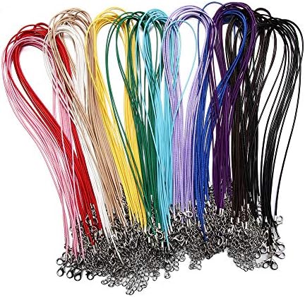 60Pcs Waxed Necklace Cord Bulk for Jewelry Making,Necklace Rope String with Clasp for DIY Bracelet Pendant,Multicolor