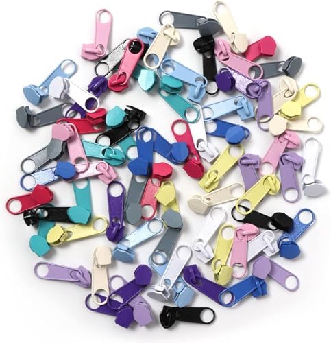 DOITEM 72Pcs Zipper Repair Kit - 5# Zipper Pull Rescue Kit for Clothing, Jackets, Purses, Luggage, Backpacks (12 Colors)
