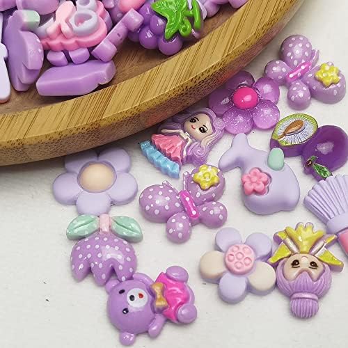LibiIine 100pcs Mix Lots Purple Flatback Resin Buttons Flat Back Scrapbooking Resin Flatback Craft (Purple)