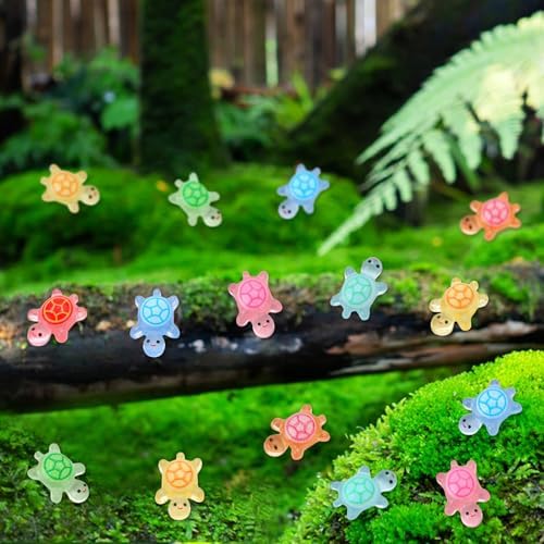 200 Pcs Mini Resin Turtles Glow in the Dark Sea Animals for Dollhouse Decor | Tiny Sea Turtle to Hide Small Luminous Figures Miniature Plastic Animal for Fairy Garden Micro Landscaping Home Decor Crafts