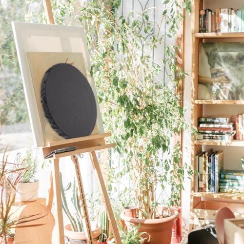 FAVOMOTO Black Round Canvas for Painting - Round Photo Frame, Wooden Wall Hanging Picture Frames Stretched Drawing Boards for Artists Painters DIY Painting