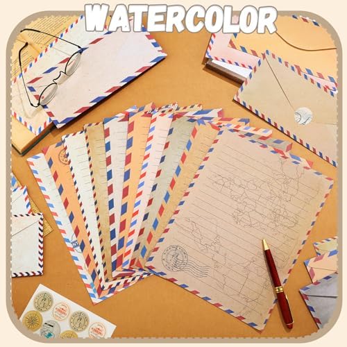 TaoBary 160 Pcs Vintage Travel Stationery Paper and Envelopes Set