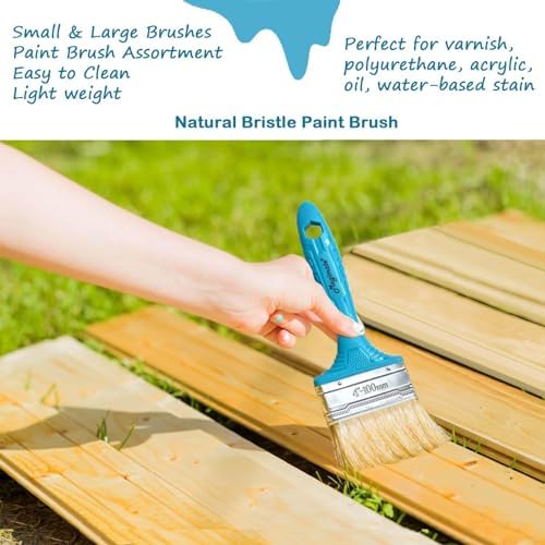 Magimate Stain Brush Set 1-inch 2-inch 3-inch and 4-inch Assortment, Bristle Paint Brush, Natural Bristle Blended with Synthetic, Chip Paint Brush Variety Staining Brushes Pack of Four (Pack of 2)