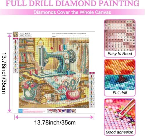 XUCNWL Diamond Art Kits for Adults,Sewing Machine 5D Diamond Painting Kits