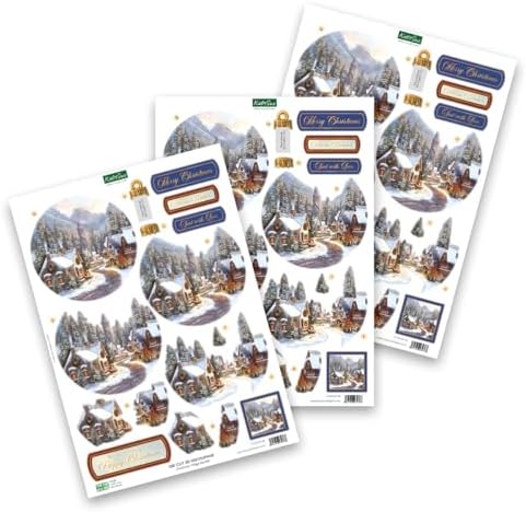 Katy Sue Christmas Ball Ornaments Die Cut Decoupage Selection Pack.12 Pre-Cut Die Cut Sheets for Christmas Card Making Supplies, Card Toppers & Papercraft Ball Ornaments (Baubles)