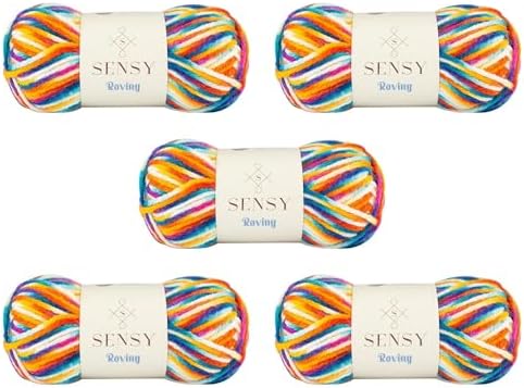 S Sensy Roving Multi-Premium Acrylic&Wool Yarn 5 Skeins Carnaval 131 Yards