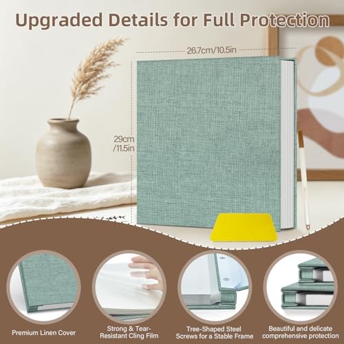 Popotop Photo Album Self Adhesive Scrapbook Album for 4x6 5x7 8x10 Pictures DIY Photo Book as Scrapbooking Supplies Kits, Birthday Gifts for Women Mom Wedding Baby Family Travel