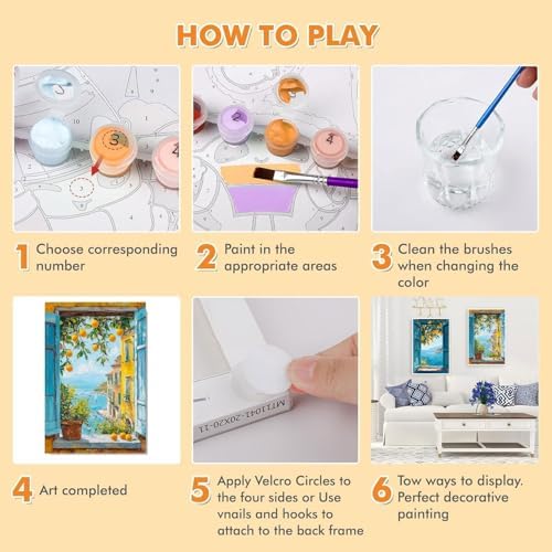 KYOQFVN 2 Pack Lemon Paint by Numbers Kits for Adults - DIY Lemon Tree Adult Paint by Number Kits on Canvas, Digital Oil Painting by Number Kit for Home Wall Decor 8x12inch