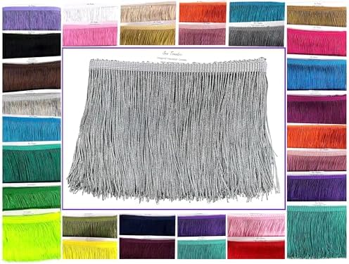 10 Yards of 4" Long Chainette Fringe Thread Yarn Tassel Trim Braid Fringe for Crafts Sewing and Decor- Grey