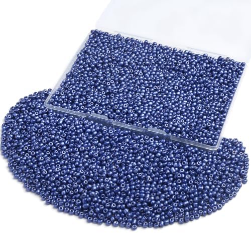 ZHIYUXI 3000Pcs 4mm Dark Blue Glass Seed Beads for Jewelry Making