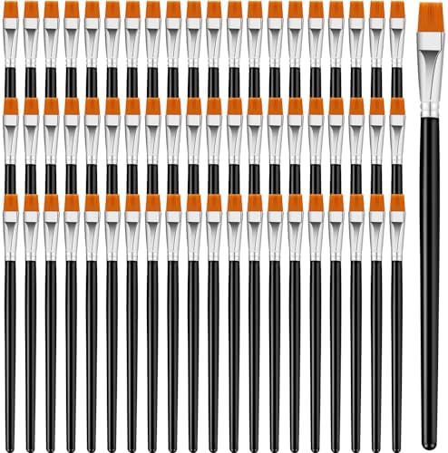 Crtiin 60 Bulk 1/2 Inch Flat Paint Brushes for Acrylic Painting (Black)
