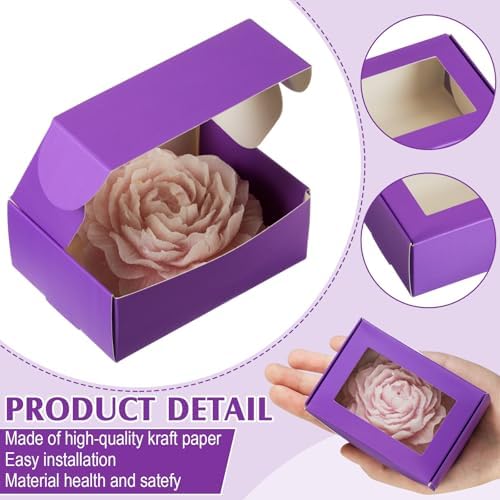 Zonon 30 Pcs Mini Kraft Soap Boxes with Window Homemade,Purple