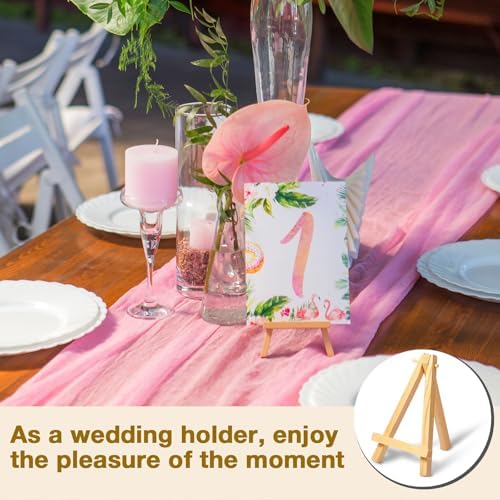 Mimorou 100 Pieces Mini Wooden Easel Stands Tripod Display Tabletop,5 Inch