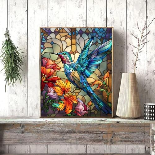 Hummingbird Paint by Numbers for Adults - Stained Glass Paint by Number