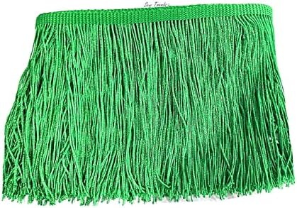 5 Yards of 4" Long Chainette Fringe Thread Yarn Tassel Trim Braid Fringe for Crafts Sewing and Decor-Green