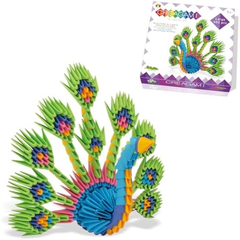 Creagami Peacock Origami Set - Large 3D Modular Paper Art Kit for Creative Exploration, Clear