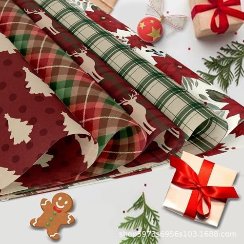 Vintage Christmas Scrapbook Paper Christmas Patterned Paper 12×12 - 24 Sheets Double-Sided Red Green Decorative Craft Journaling Papers for Holiday Cardmaking DIY Origami Craft Papers