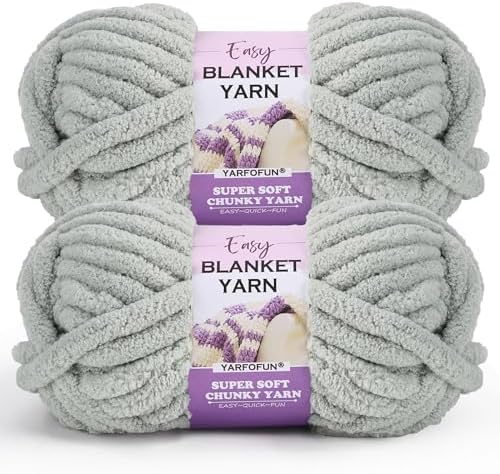 2 Pack Chunky Chenille Yarn for Crocheting Hand Knitting,Soft Thick Bulky Chunky Fluffy Plush Velvet Crochet Blanket Yarn for Crocheting Baby Blankets/DIY Crafts/Home Decor 2 * 100g(Sage Green)