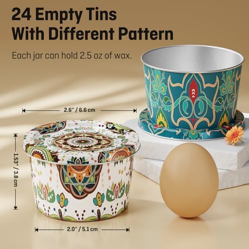 Nexuraze Empty Candle Tins for Making Candles with Lids, Tinplate Material, Warning Label Printed on Can Bottom (Colorful)