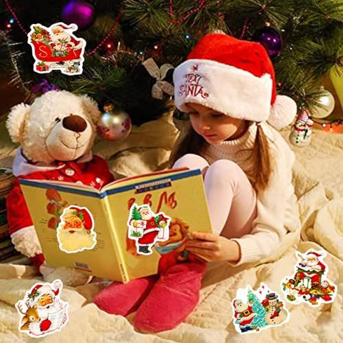 100PCS Vintage Christmas Stickers, Santa Claus Snowman Sticker Pack for Kids Teens Adults, Waterproof Holiday Stickers Decals for Scrapbook,Cards