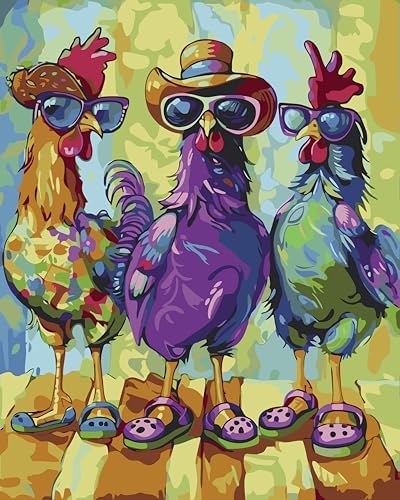 Paint by Numbers Kit for Adults,Frameless Abstract Chicken(16x20 inches)
