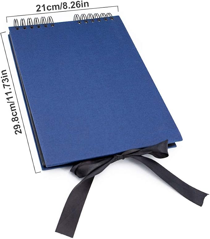11.5 x 8.5 Inch Scrapbook Album with 15 Metallic Markers,Blue (40 Sheets) ﻿
