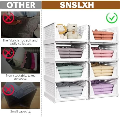 Upgraded Closet Organizers and Storage, Stackable Closet Organizer Basket