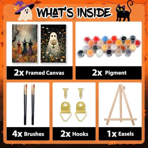 Halloween Paint by Numbers with Frame, Paint by Numbers for Adults 8x12 in