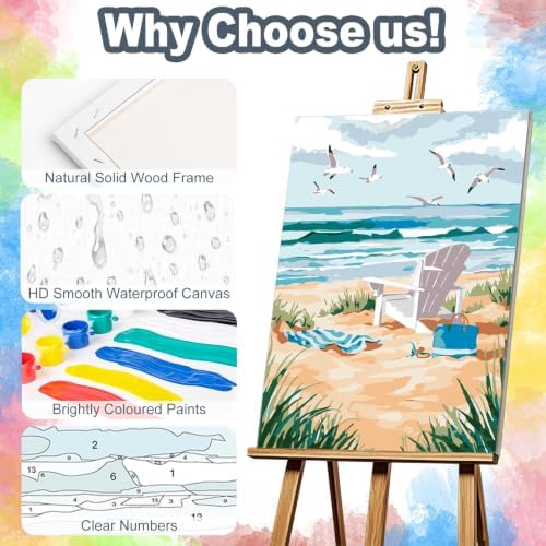 Kalonyth Beach Framed Paint by Numbers Kit for Adults Beginner 8x12 inch