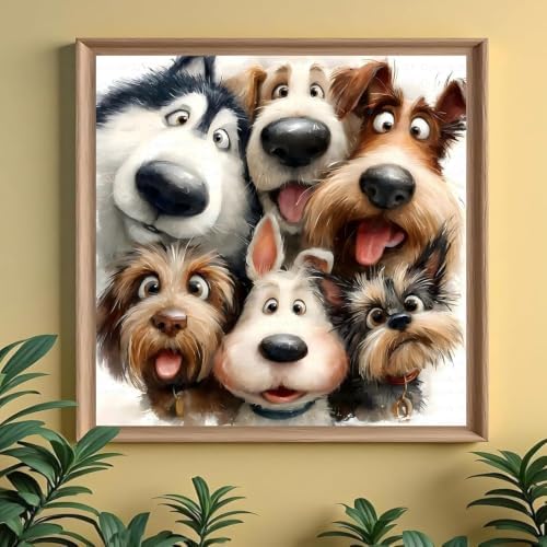 WNPOKN Dog Diamond Art Kits for Adults 14 x 14inch
