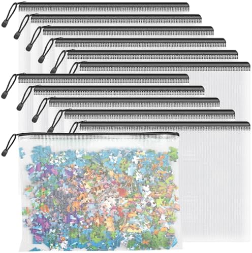 Umriox 12 Pack A4 Black Mesh Zipper Bags, Document File Storage Organizer