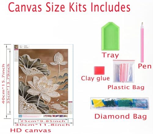DIYBEADDOT Lotus Diamond Pearl Painting Kits for Adults,Special Shape Diamond Art Pearl Painting Kits for Beginner.DIY 3D Plastic Pearl Painting Kit for Home Decoration 12 × 16 inch