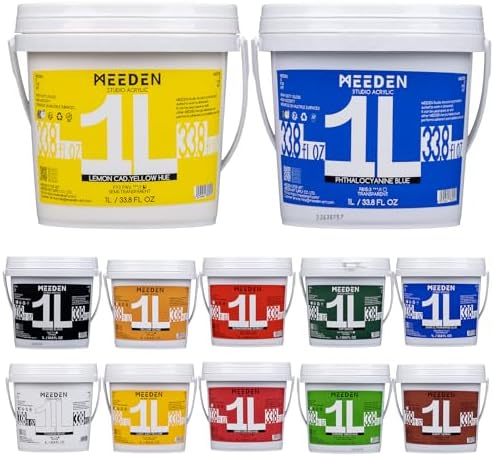 MEEDEN Acrylic Paint Set: 1L /33.8oz x 12 Colors Large Bulk Acrylic Paints