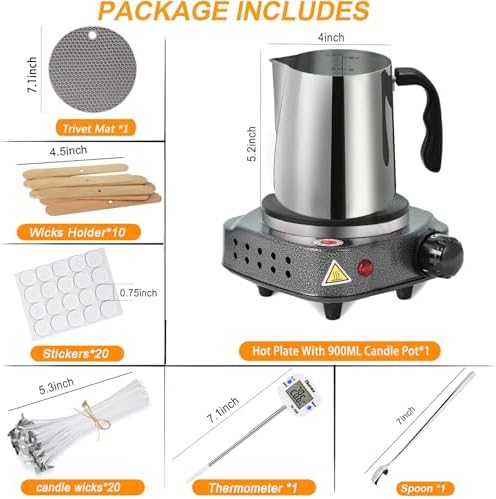 BBAXI Candle Making kit with Hot Plate with Anti-hot and Wax Melter